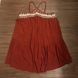 American Eagle Orange Flowy Tribal Print Dress